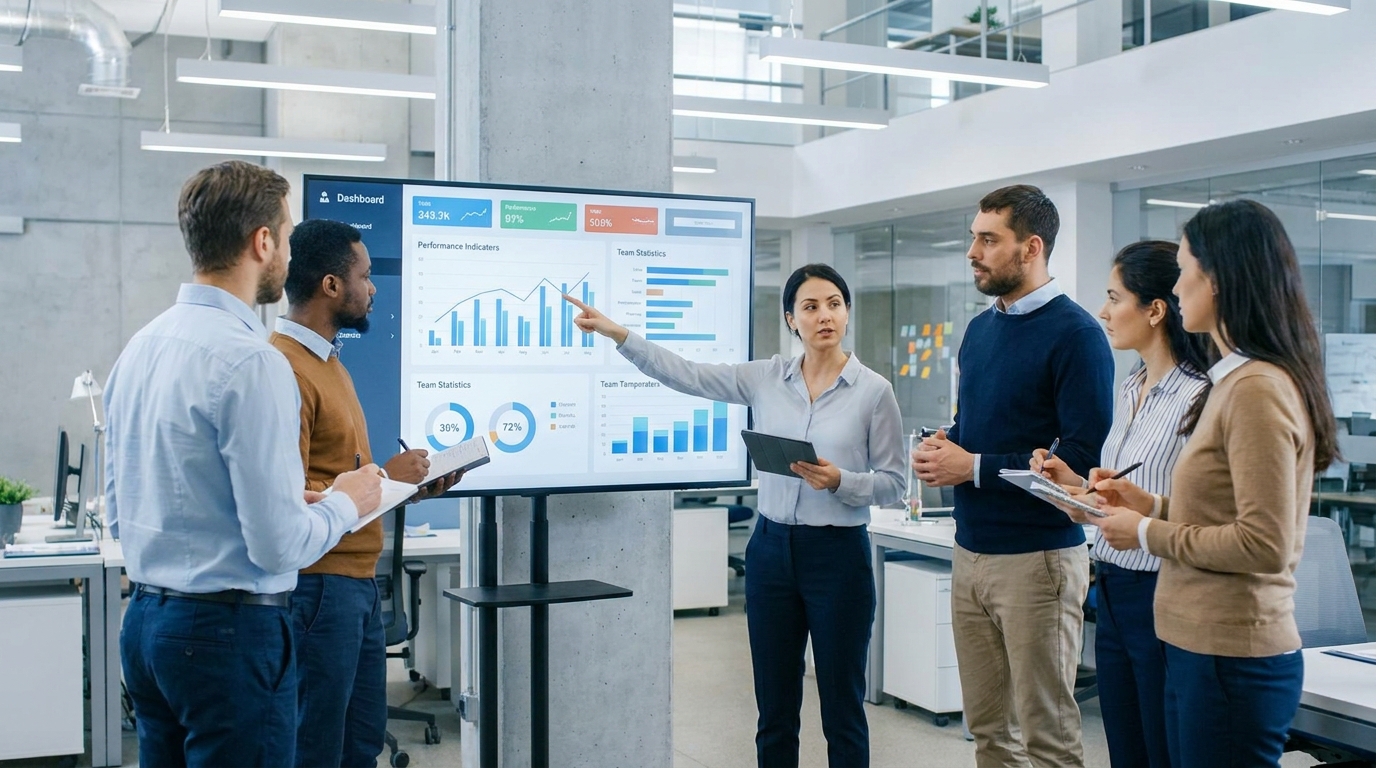 Equipo analizando información de talento.
