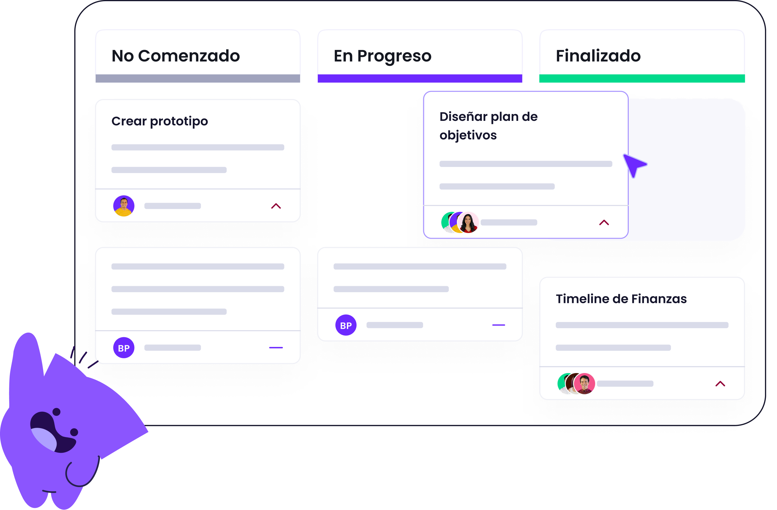 Iniciativas y responsables vinculados a objetivos en Lapzo.